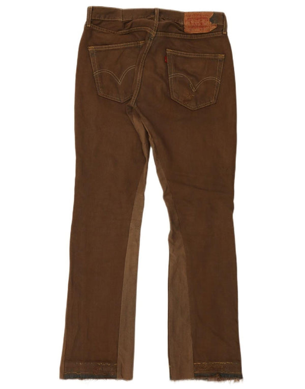 Levi's Mens 501 Distressed Straight Jeans W34 L30 Brown Colourblock Cotton