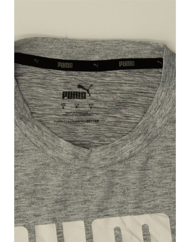 PUMA Mens Graphic T-Shirt Top Small Grey Flecked Polyester Vintage Puma and Second-Hand Puma from Messina Hembry 