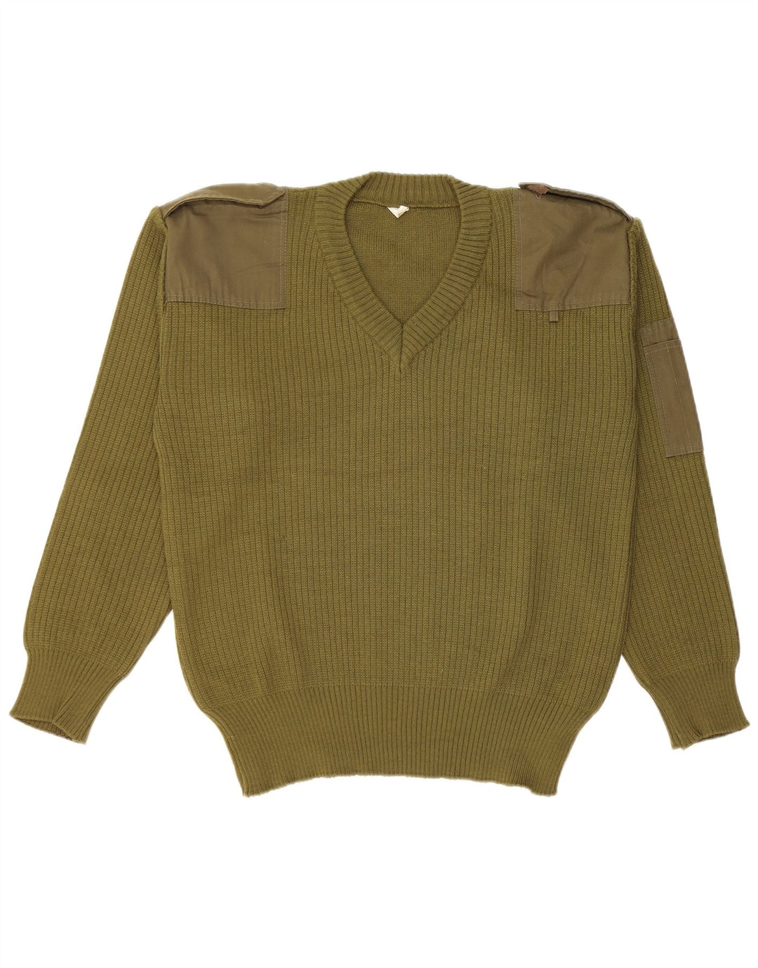 Vintage Herre militær V-hals sweater Medium Khaki