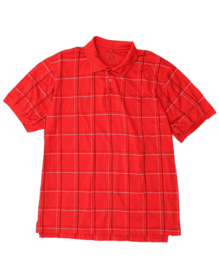 IZOD Golf poloshirt til mænd Medium rød ternet bomuld