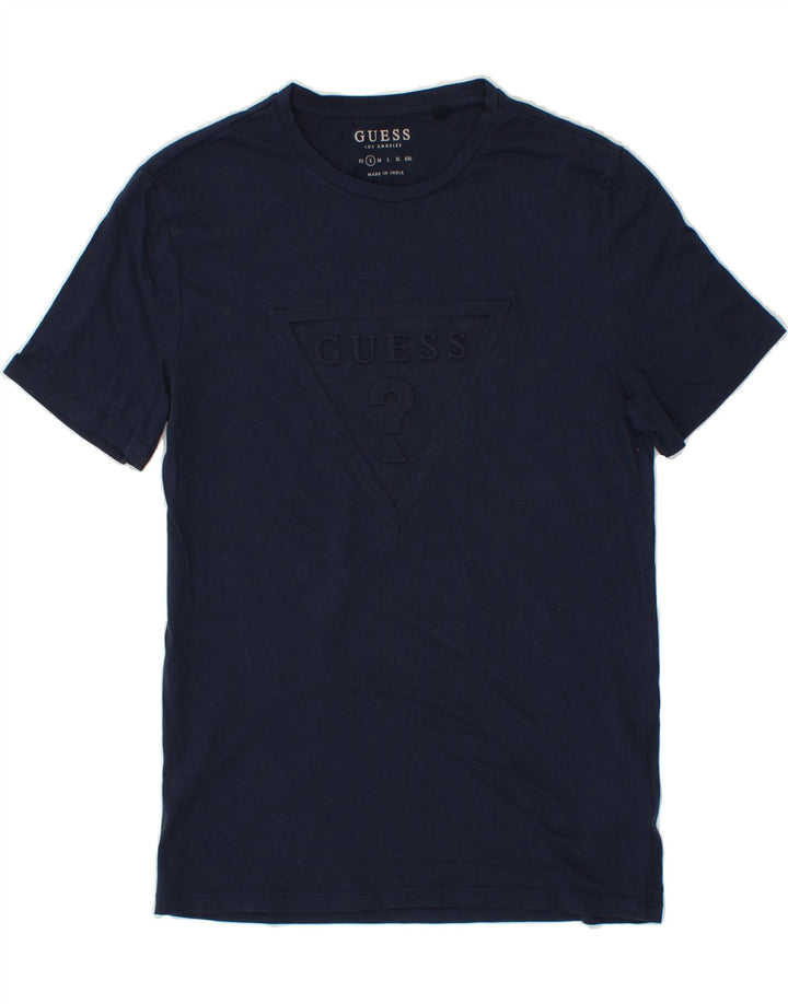 GUESS Mens Graphic T-Shirt Top Small Navy Blue Cotton Vintage Guess and Second-Hand Guess from Messina Hembry 