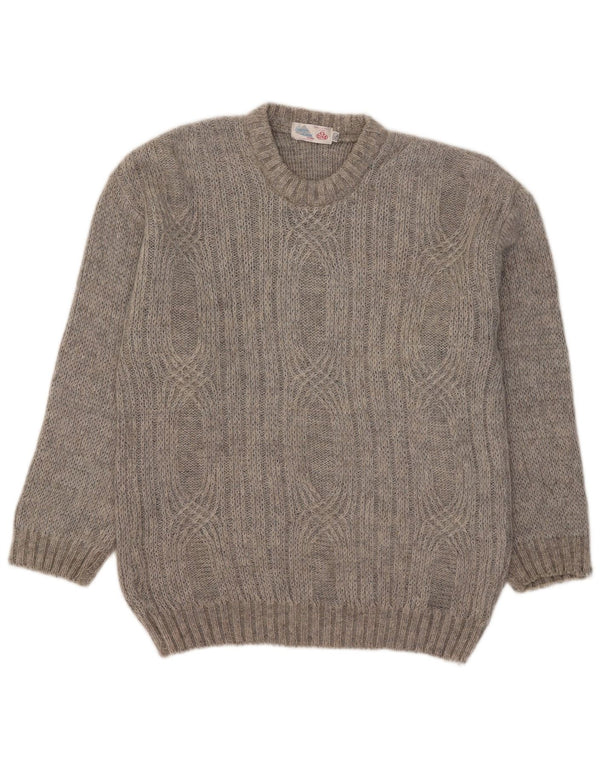 Vintage herre sweater med rund hals XL Grå Geometrisk