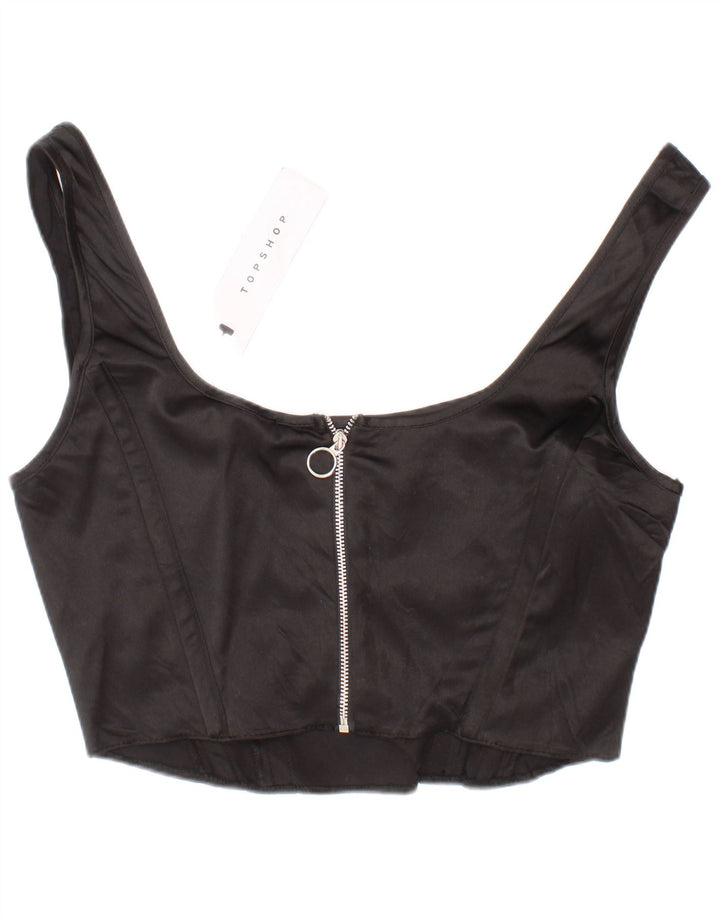 Topshop Dame Crop Corset Top UK 6 XS Sort Polyester