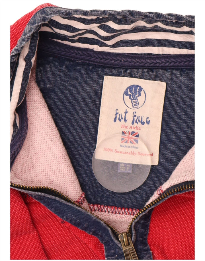 FAT FACE Sweatshirt med lynlås til kvinder UK 12 Medium rød bomuld