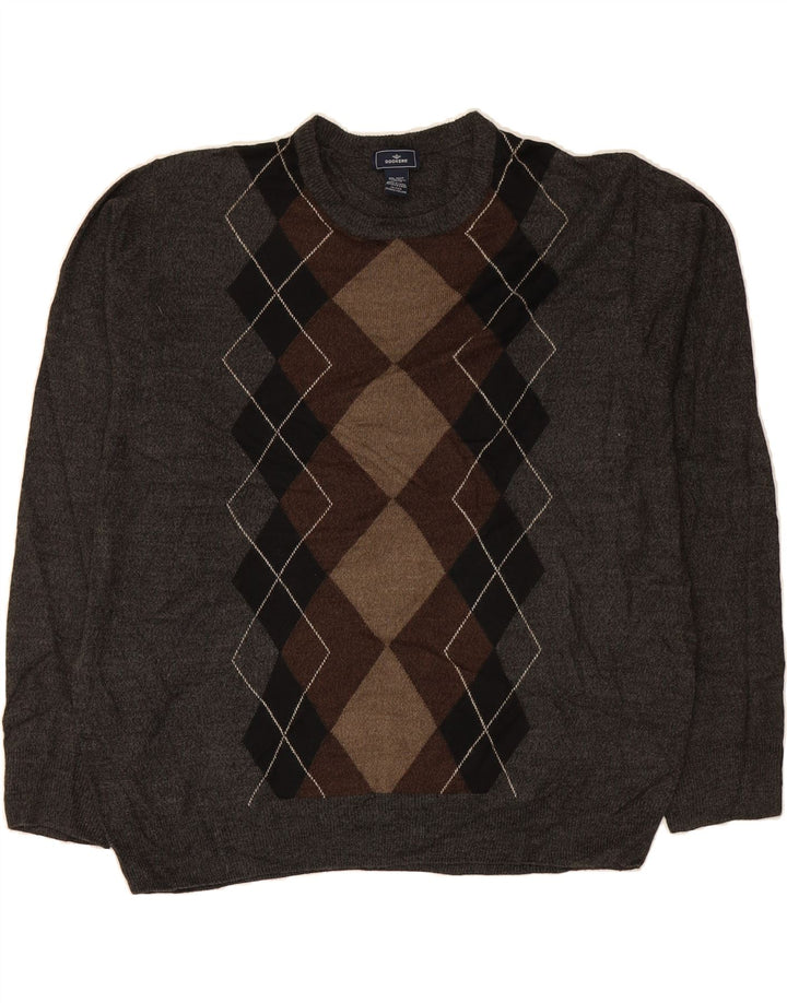 DOCKERS Herre sweater med rund hals 2XL grå argyle/diamant akryl
