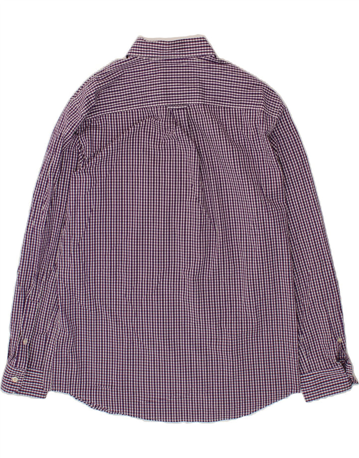 CHAPS Mens Easy Care Shirt Large Purple Gingham Cotton Vintage Chaps and Second-Hand Chaps from Messina Hembry 
