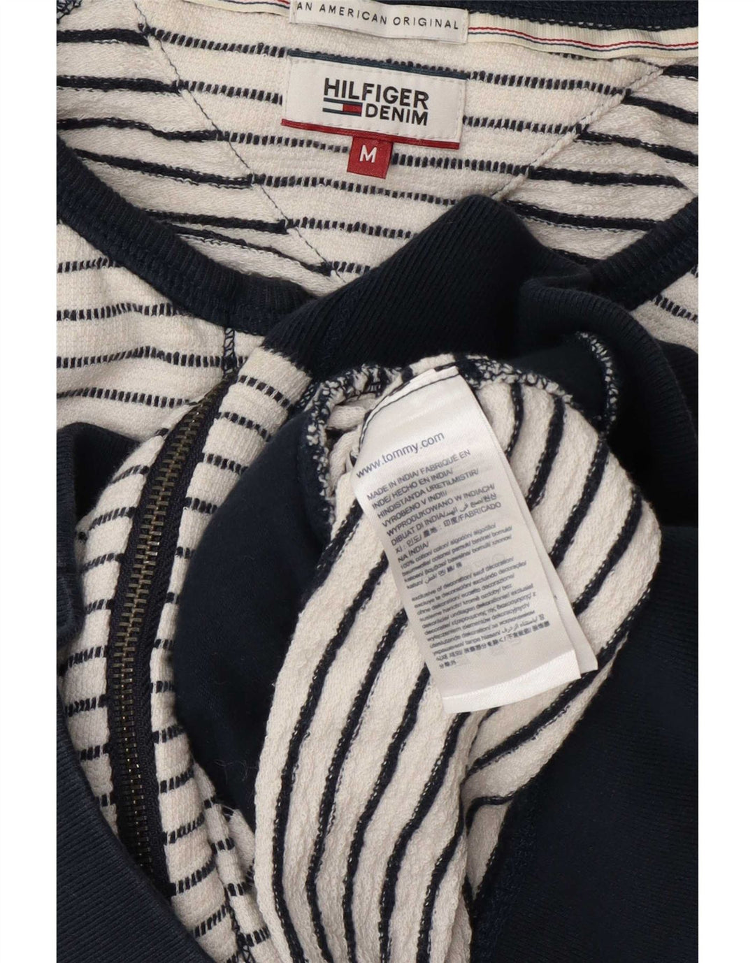 Tommy Hilfiger Dame træningsdragt Top Jakke UK 14 Medium Hvid Stribet