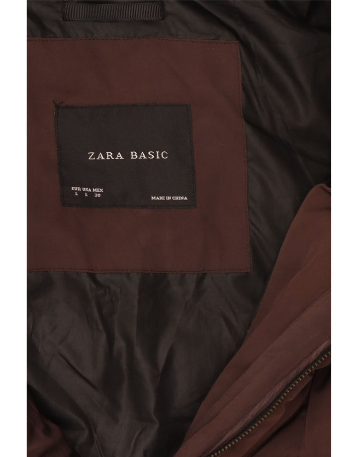 Zara Dame Polstret Frakke UK 16 Large Brown