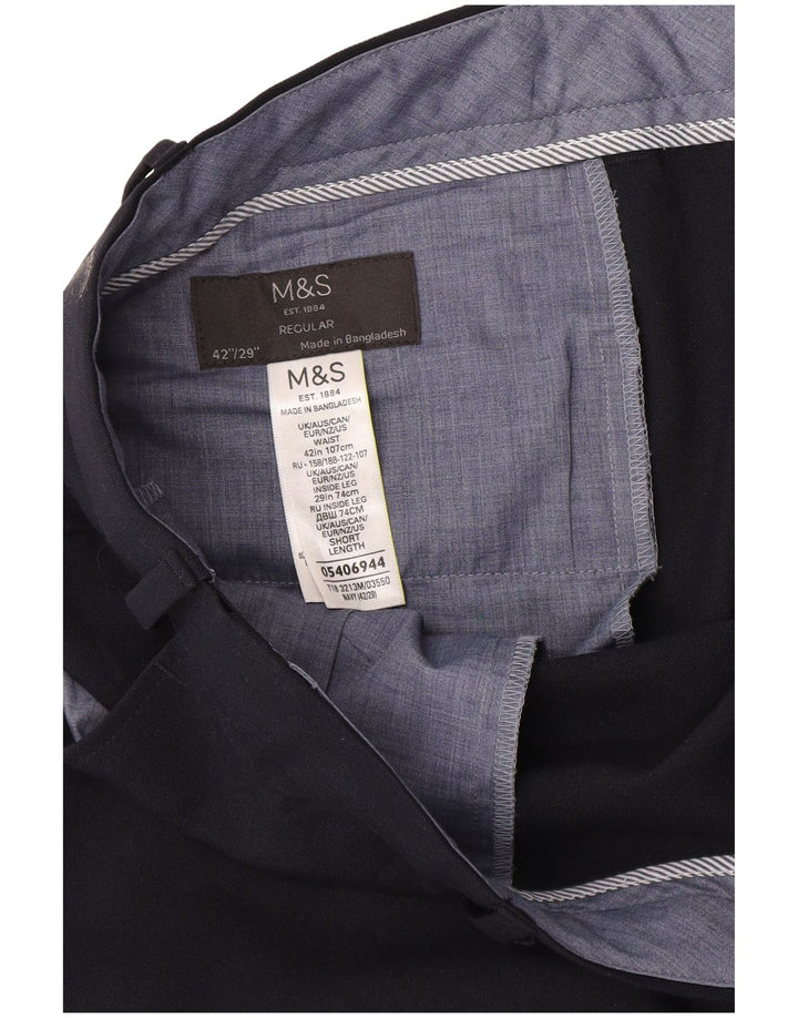 Marks & Spencer Herre Regular Straight Chino Bukser W42 L29 Navy Blue