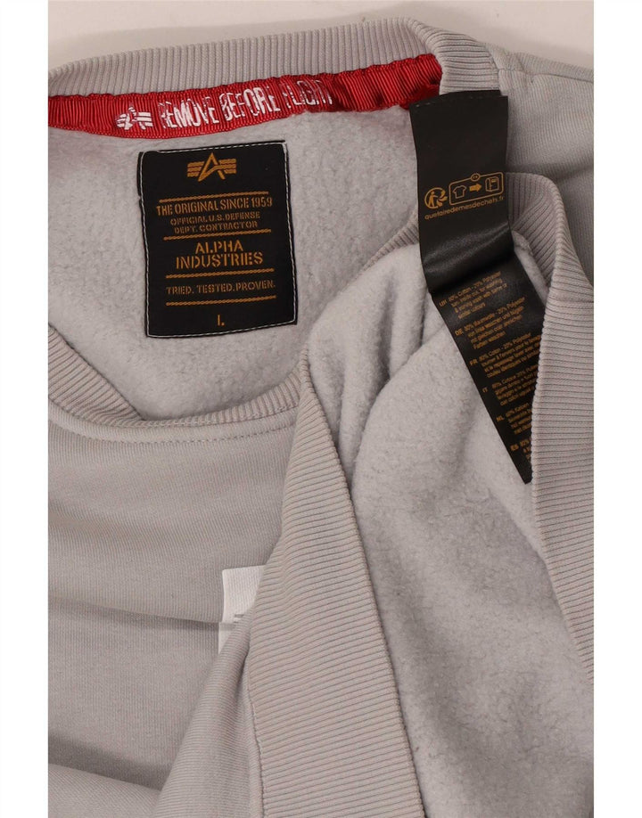 Alpha Industries Grafisk sweatshirt til mænd, stor grå bomuld