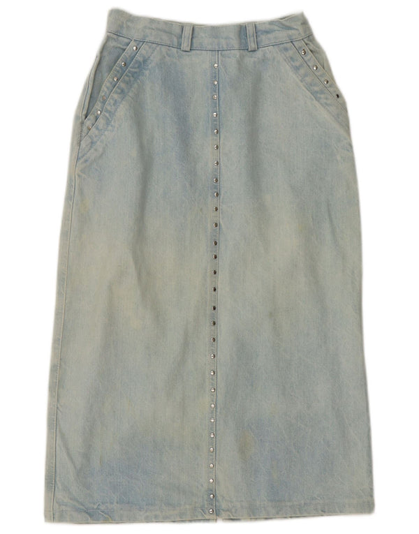 Vintage Womens Denim Skirt Medium W28 Blue Cotton