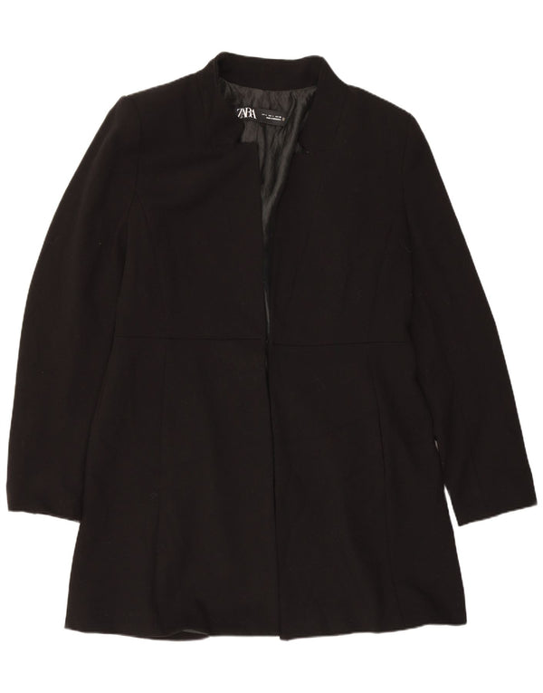 Zara Dame Overfrakke UK 16 Stor Sort Polyester