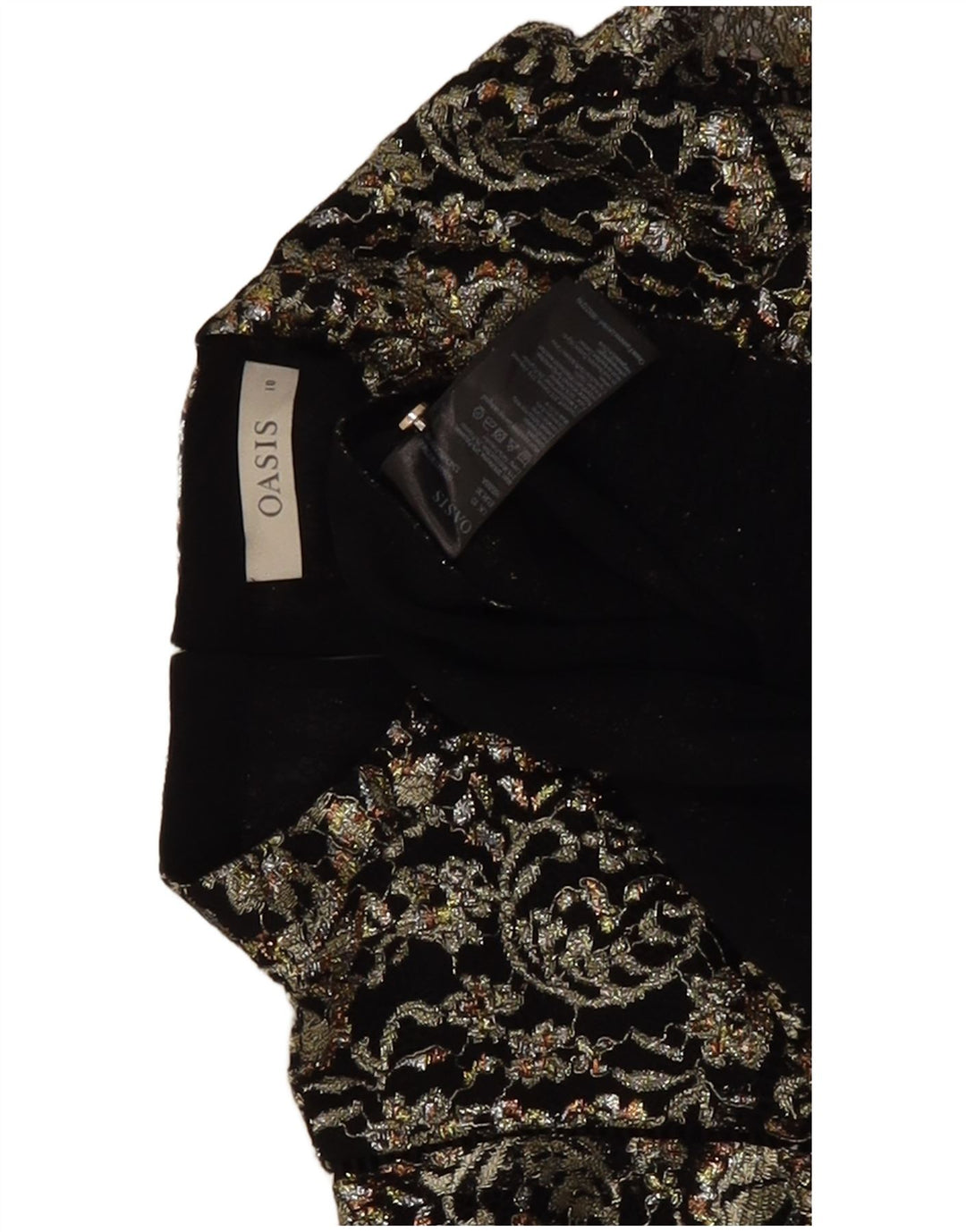 Oasis Damebluse Top UK 10 Small Black Floral Viscose