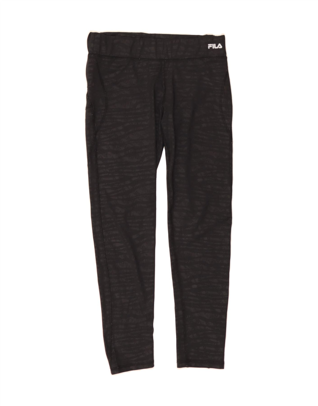 FILA Womens Leggings UK 12 Medium Black Striped Polyester Vintage Fila and Second-Hand Fila from Messina Hembry 
