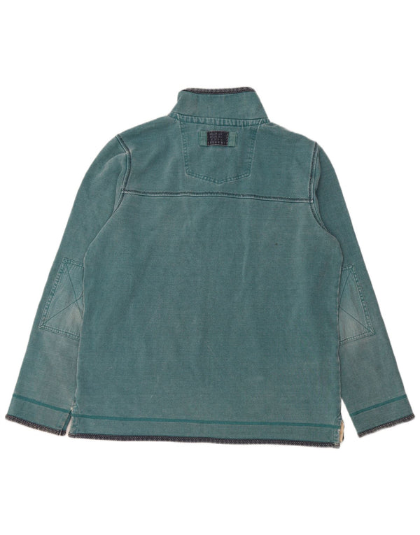 Fat Face Herre Zip Neck Sweatshirt Jumper Stor Blå Bomuld