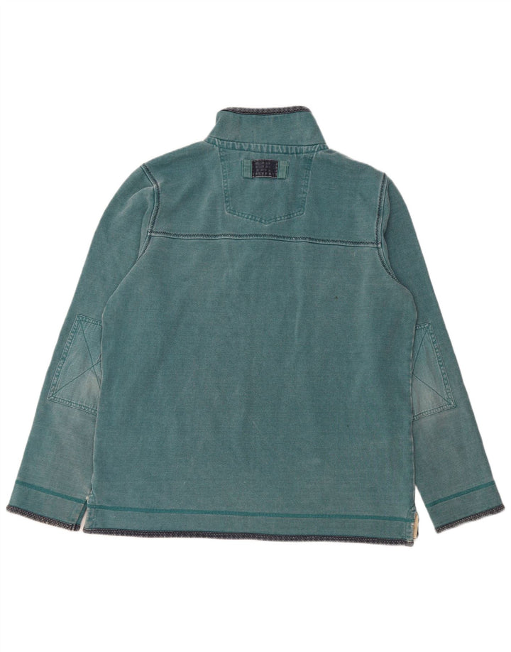 Fat Face Herre Zip Neck Sweatshirt Jumper Stor Blå Bomuld