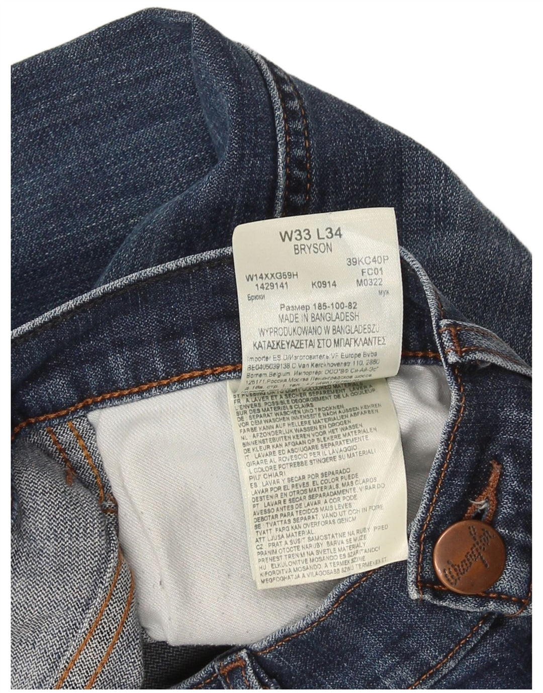 Wrangler Herre Bryson Slim Jeans W33 L28 Marineblå Bomuld