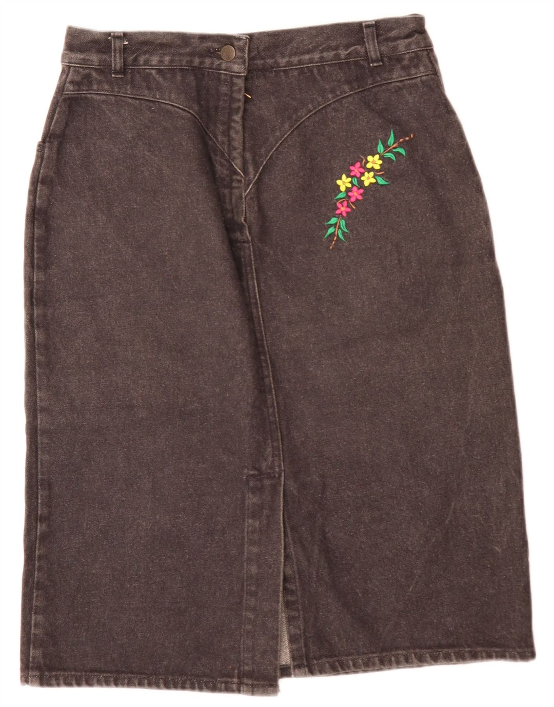 Vintage denimnederdel til kvinder W28 Medium Grey Floral