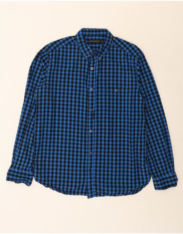 French Connection Herreskjorte XL Blue Gingham Cotton