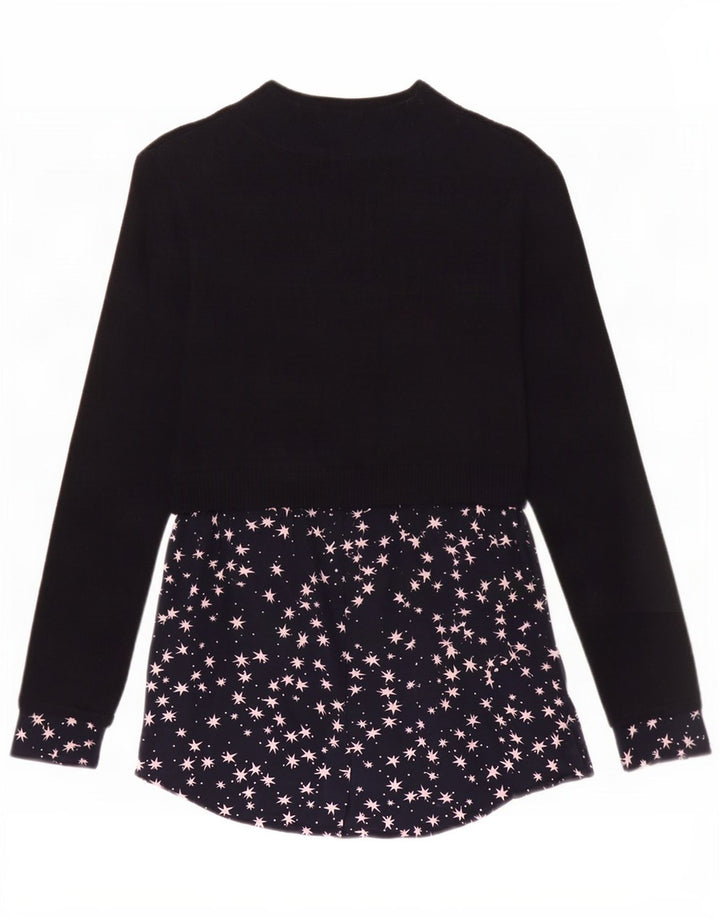 MINT FLØJL Dame abstrakt mønster basiskjole UK 10 Small Navy Blue