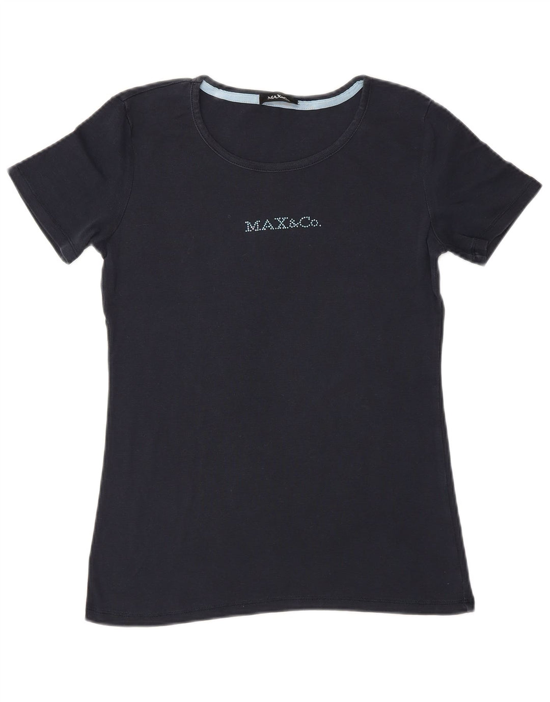 Max & Co. Grafisk T-shirt top til kvinder UK 10 Small Navy Blue