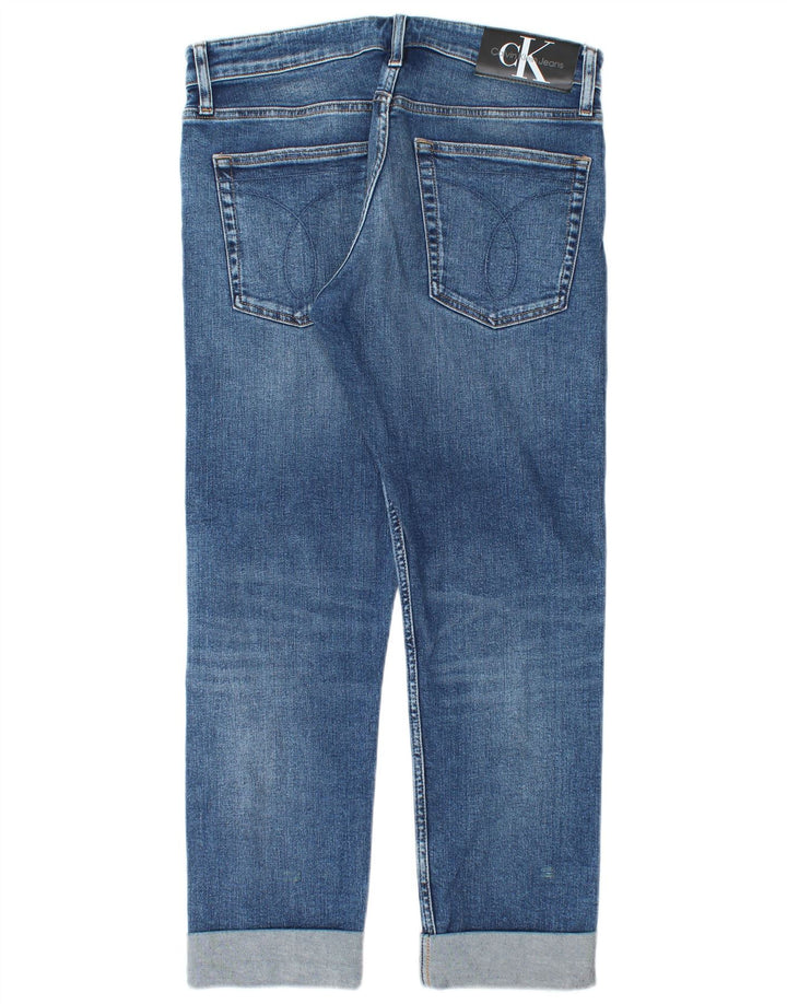 Calvin Klein Straight Jeans til mænd W32 L27 blå bomuld