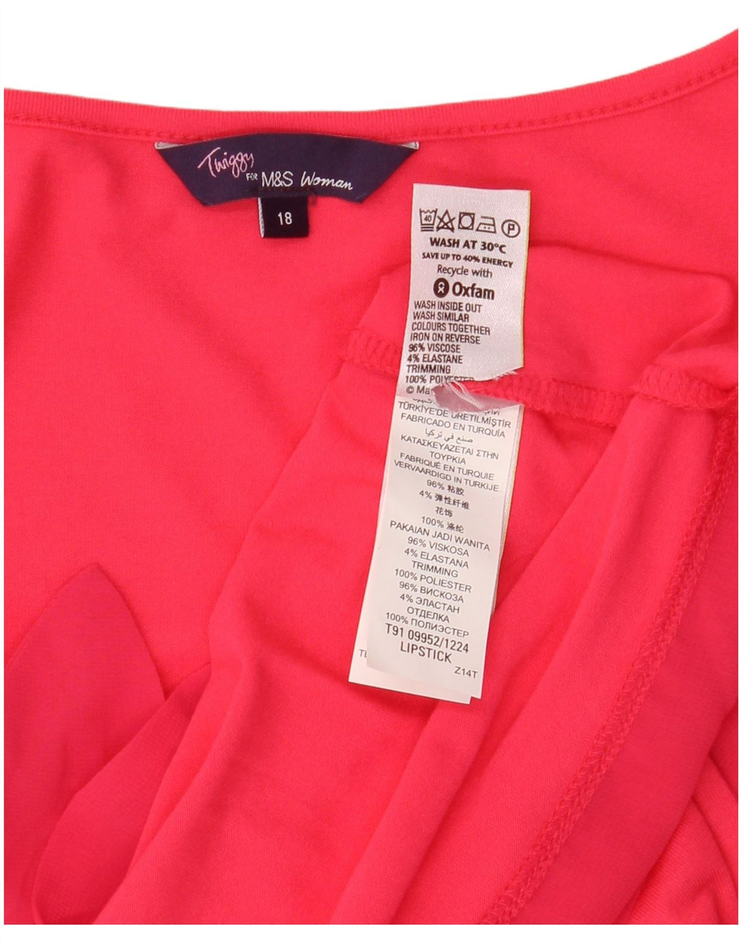 Marks & Spencer Dame ærmeløs bluse Top UK 18 XL Pink Viscose