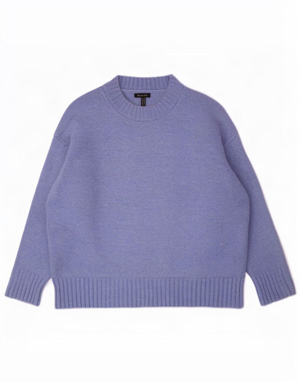 Massimo Dutti Dame Oversized Crew Neck Jumper Sweater UK 10 Small Blue