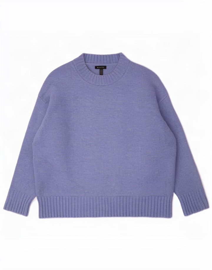 Massimo Dutti Dame Oversized Crew Neck Jumper Sweater UK 10 Small Blue