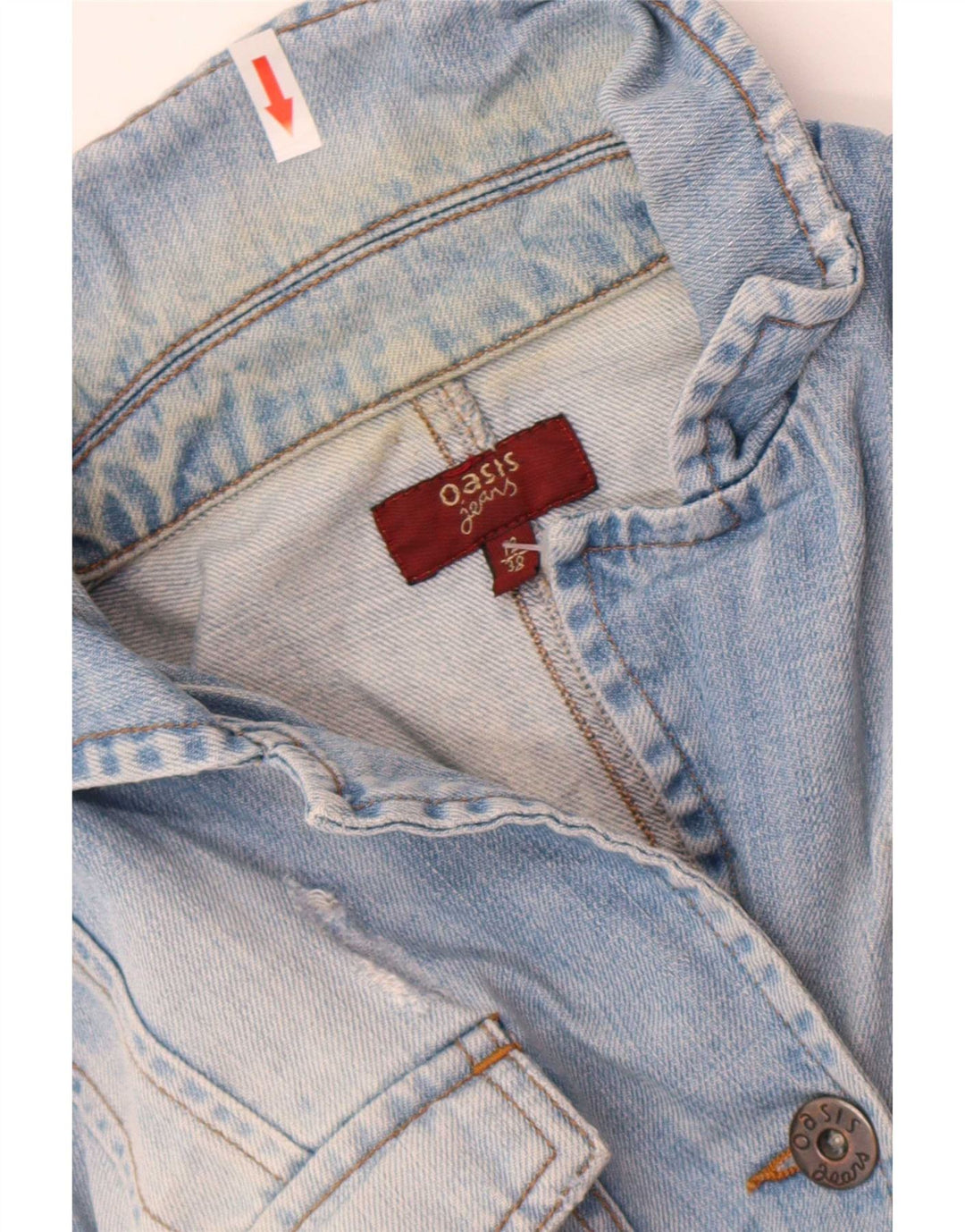Oasis Dame denimjakke UK 12 Medium Blue Bomuld
