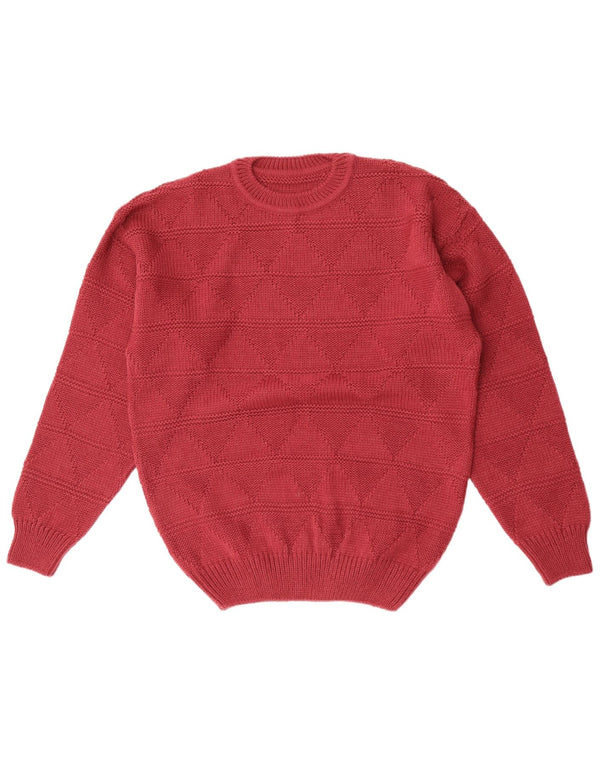 Vintage sweater med rund hals til mænd IT 48/50 Medium Maroon Argyle/Diamond