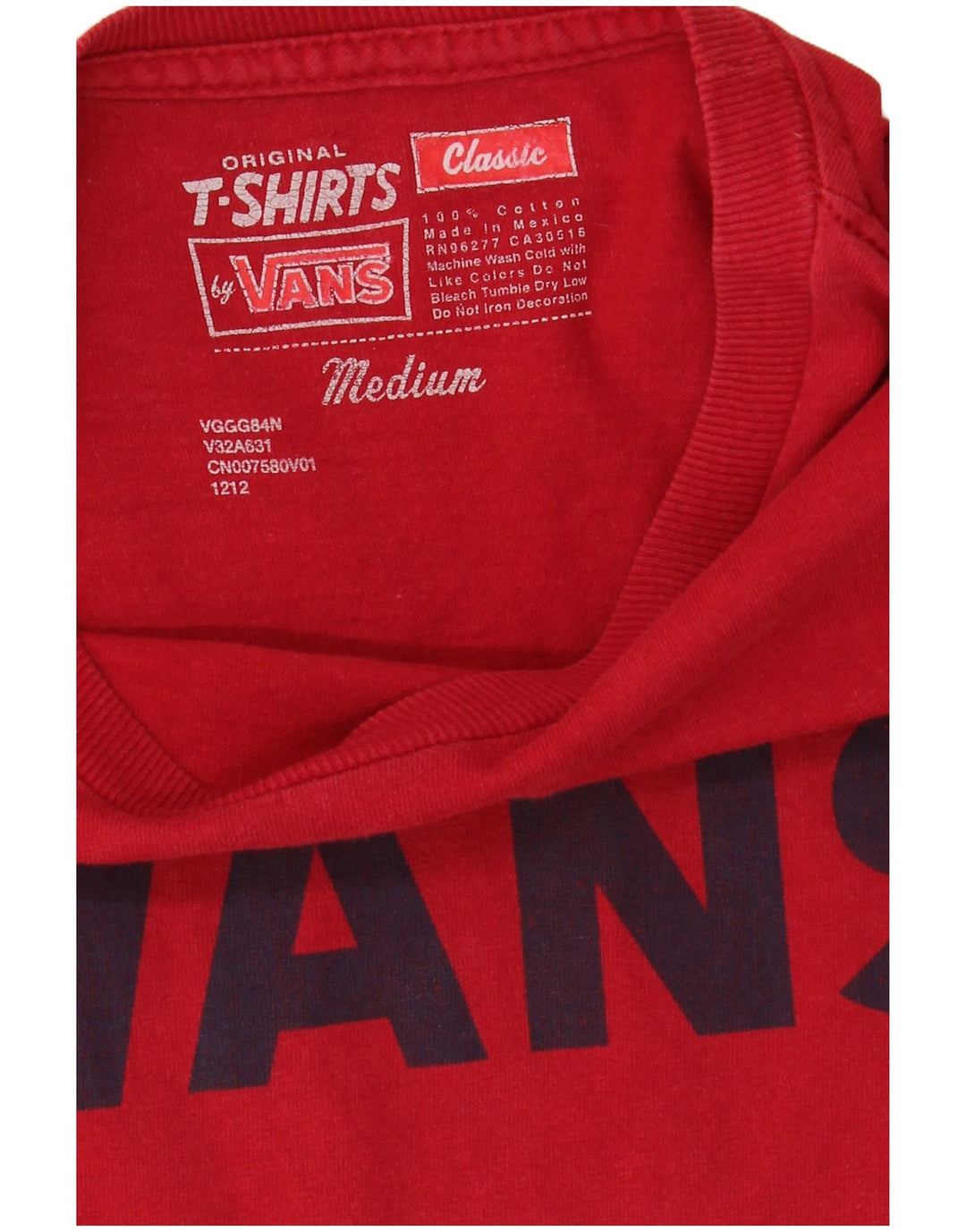 Vans Herre Klassisk grafisk T-shirt Top Medium Rød Bomuld