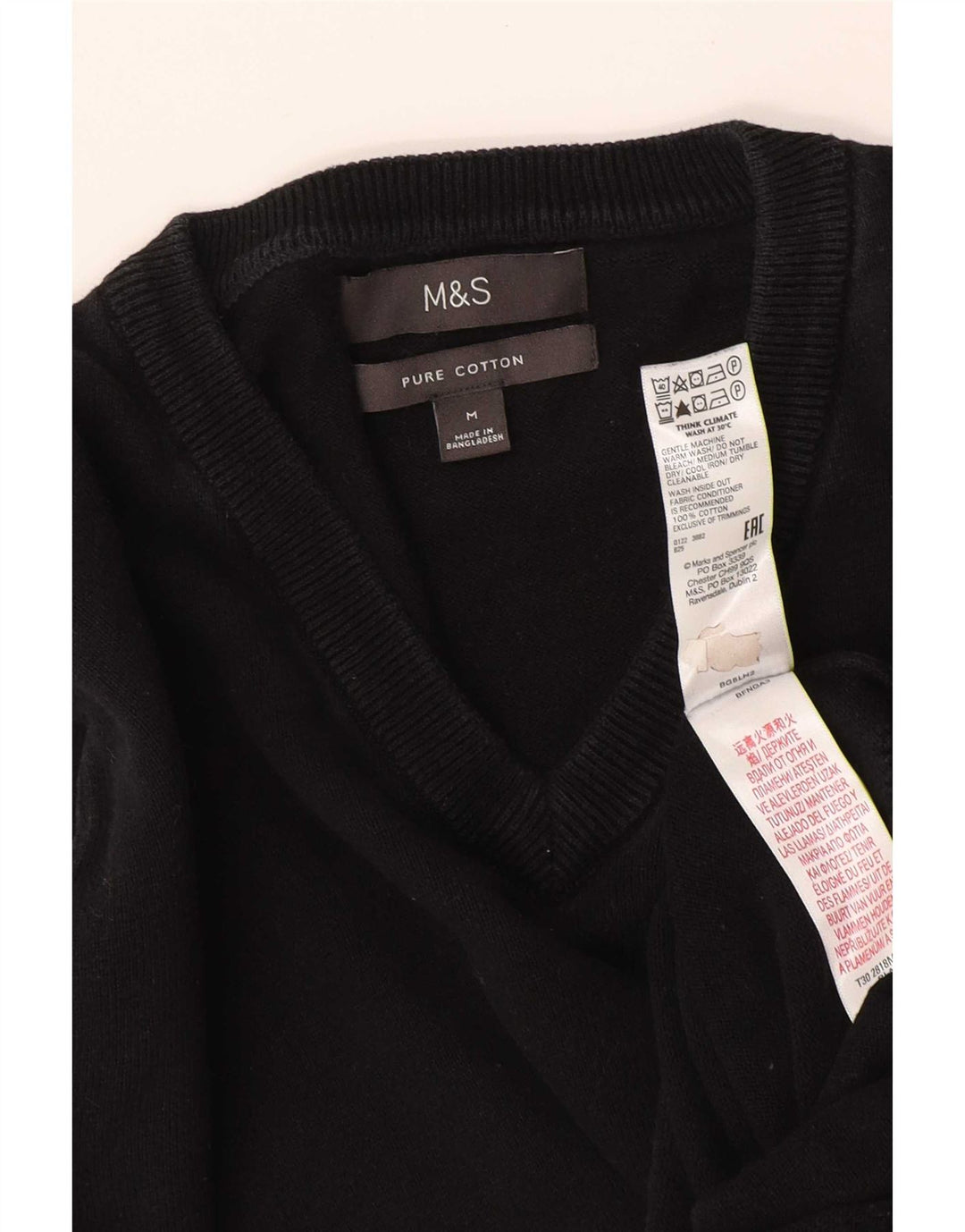 Marks & Spencer Herre V-hals sweater Medium Sort Bomuld