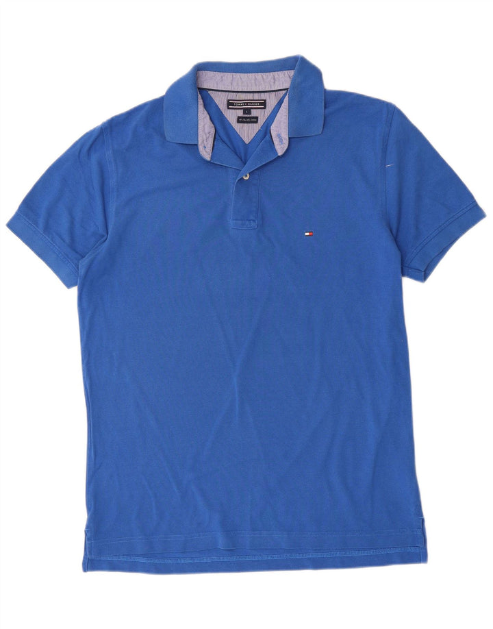 TOMMY HILFIGER Mens Polo Shirt Large Blue Cotton