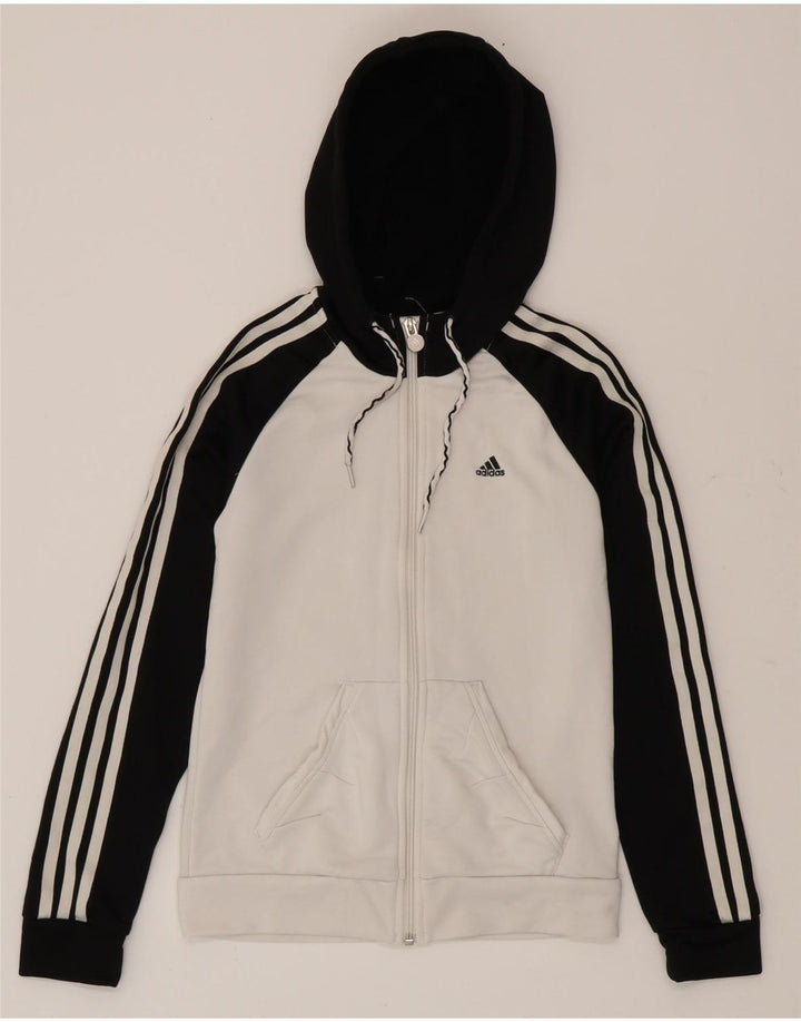 Adidas Dame Hættetrøje Sweater UK 8 Small White Colourblock Polyester