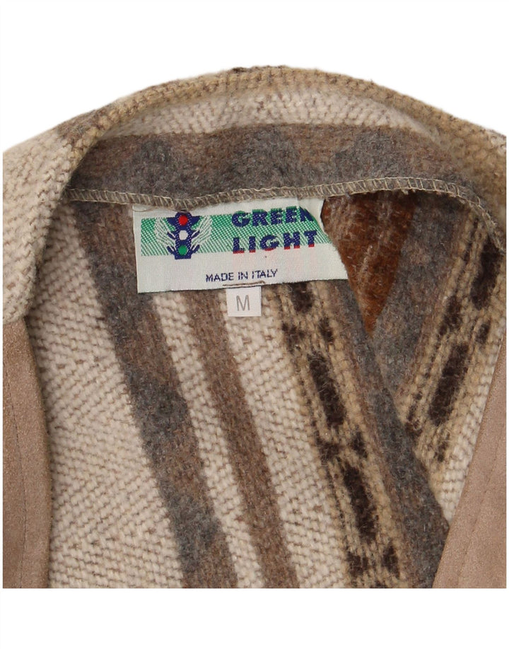 Vintage Herre Utility Gilet UK 38 Medium Grey Geometric Wool