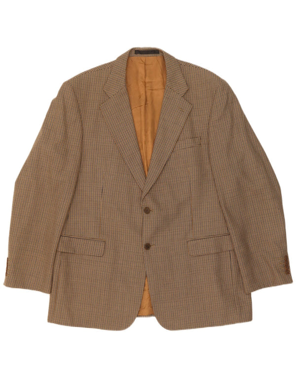 Marks & Spencer Herre lang blazerjakke med 2 knapper UK 44 XL Beige Houndstooth