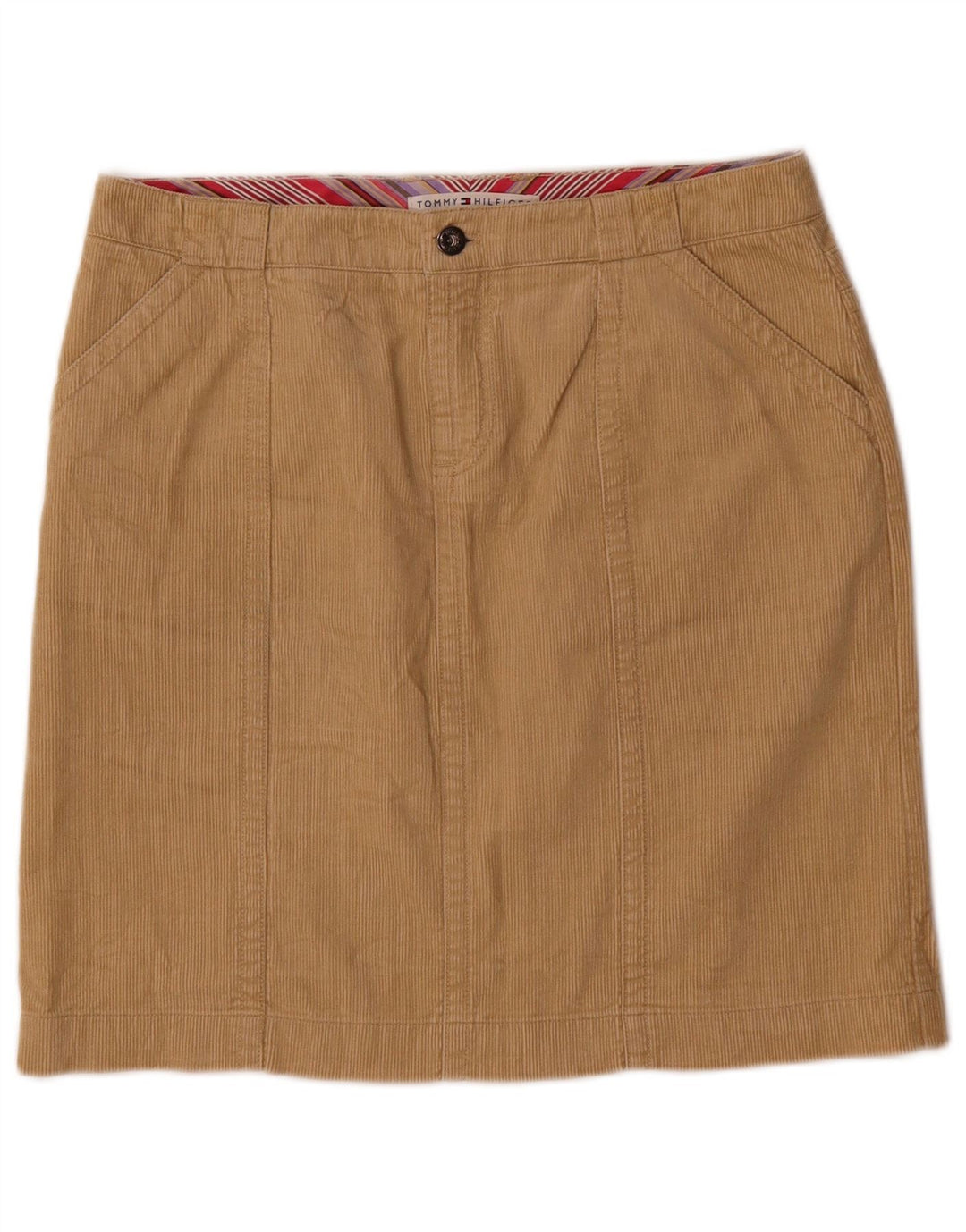 Tommy Hilfiger dame fløjlsnederdel US 8 Medium W32 Beige Bomuld