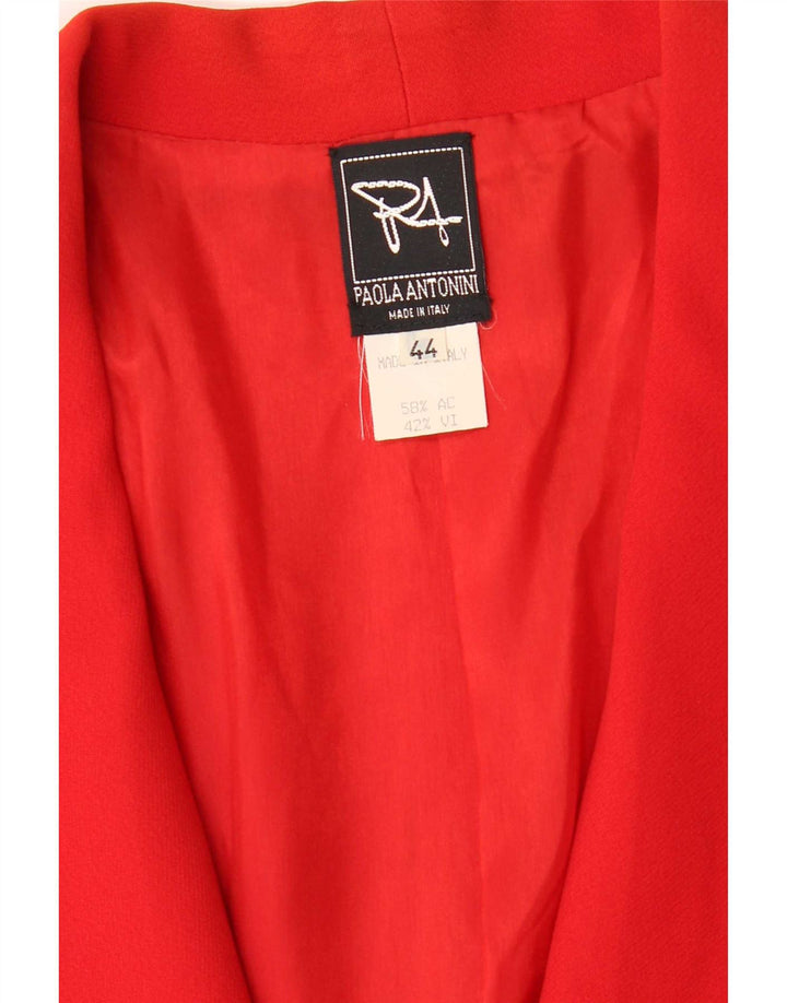 Paola Antonini Dame 1 Knap Blazer Jakke IT 44 Medium Red Acetate