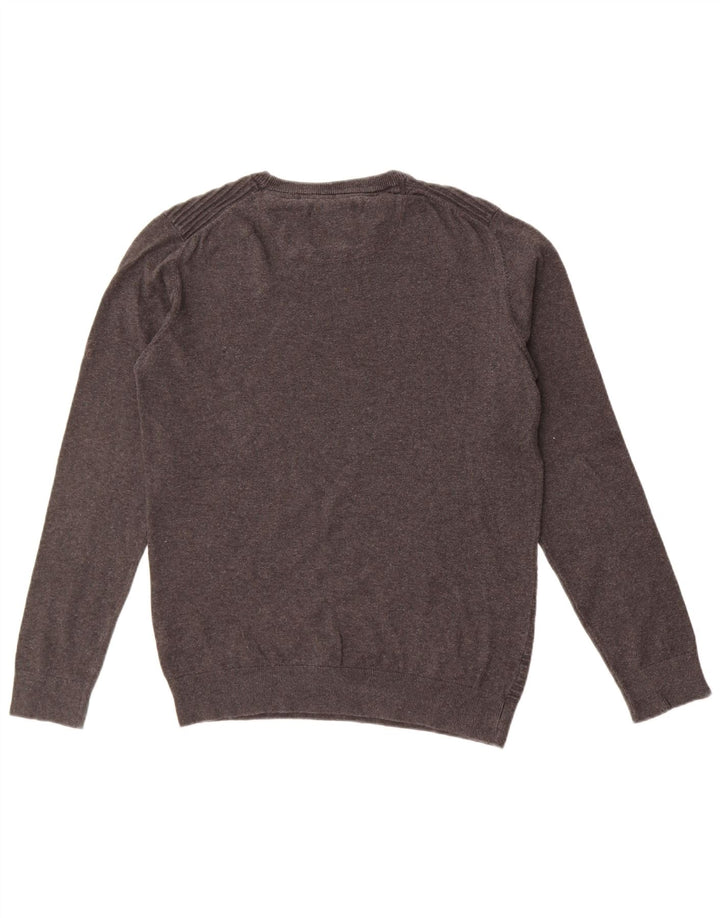 Weird Fish Dame Crew Neck Jumper Sweater UK 14 Mellem grå stribet bomuld