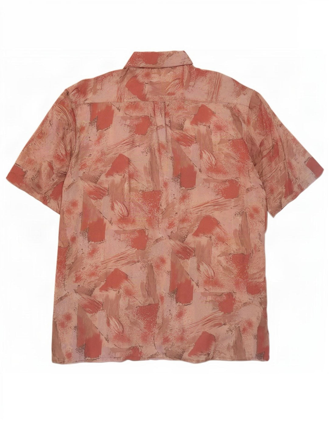 Vintage herre abstrakt mønster kortærmet skjorte medium pink viskose