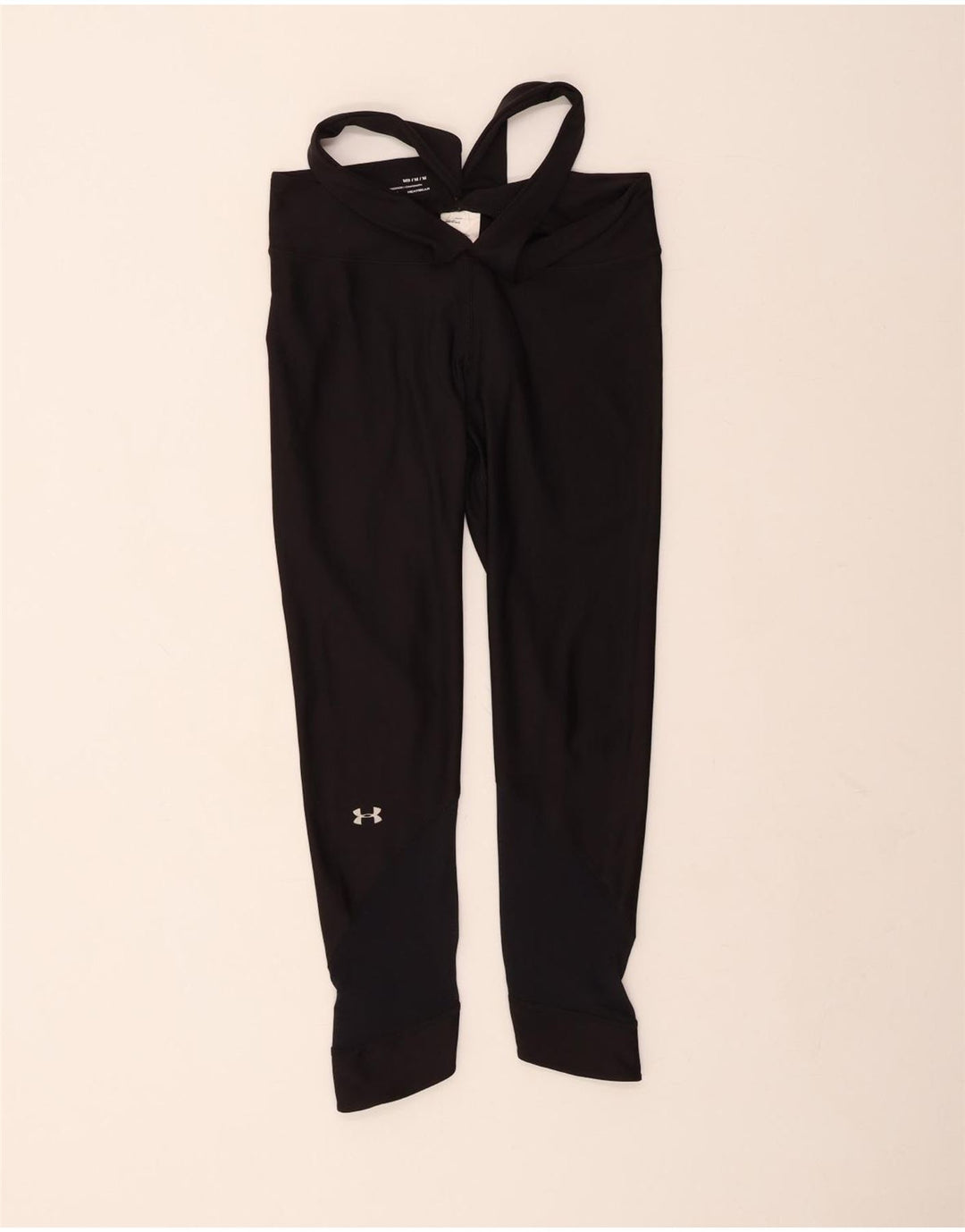 UNDER ARMOUR Womens Heat Gear Crop Leggings UK  14 Medium  Black Polyester