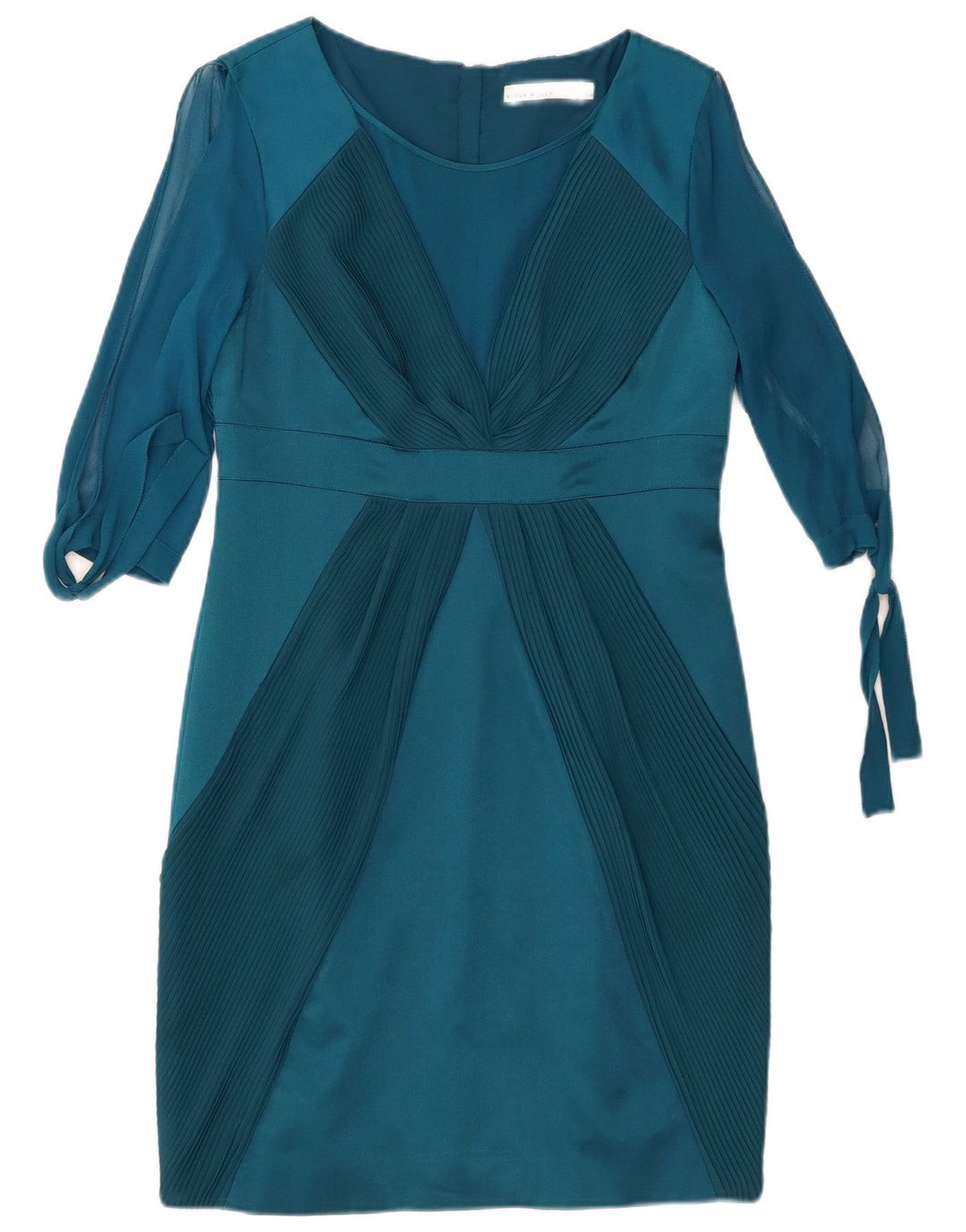 Karen Millen Dame 3/4 ærmer Shift Dress UK 12 Medium Blue Silk