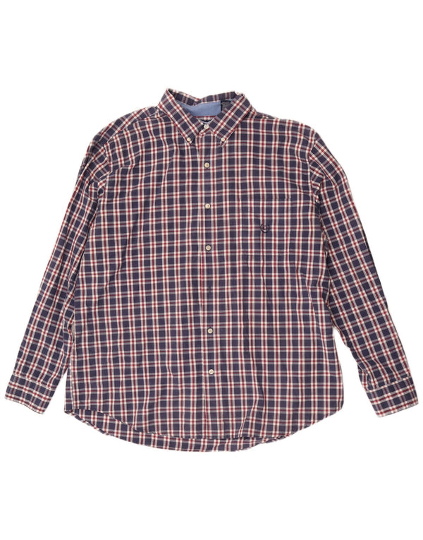 Chaps Herre Easy Care skjorte 2XL marineblå ternet bomuld