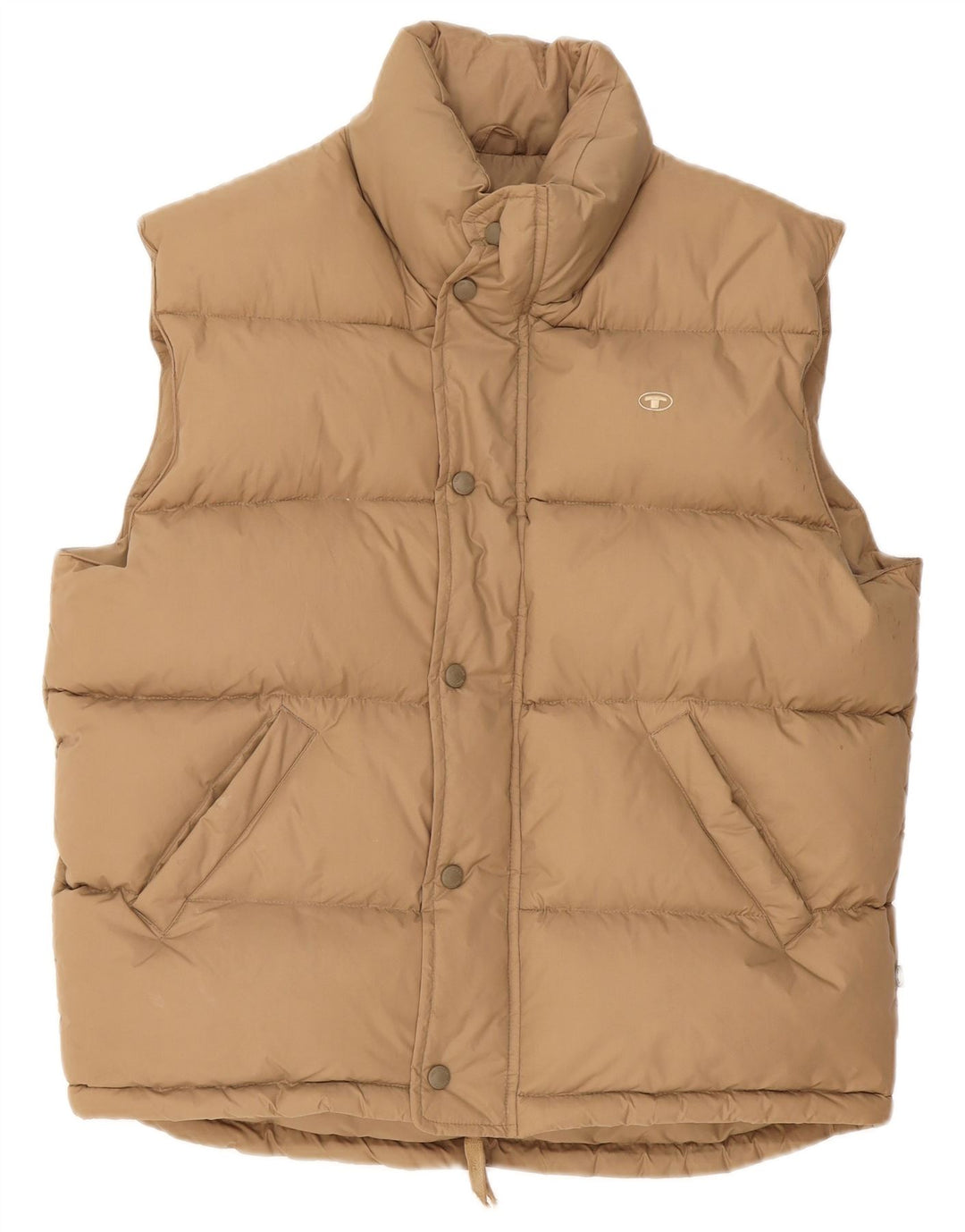 Tom Tailor Herre Polstret Gilet UK 40 Stor Beige Polyamid