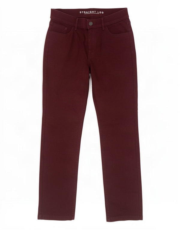 Marks & Spencer Dame Straight Jeans UK 12 Medium W30 L29 Bourgogne bomuld