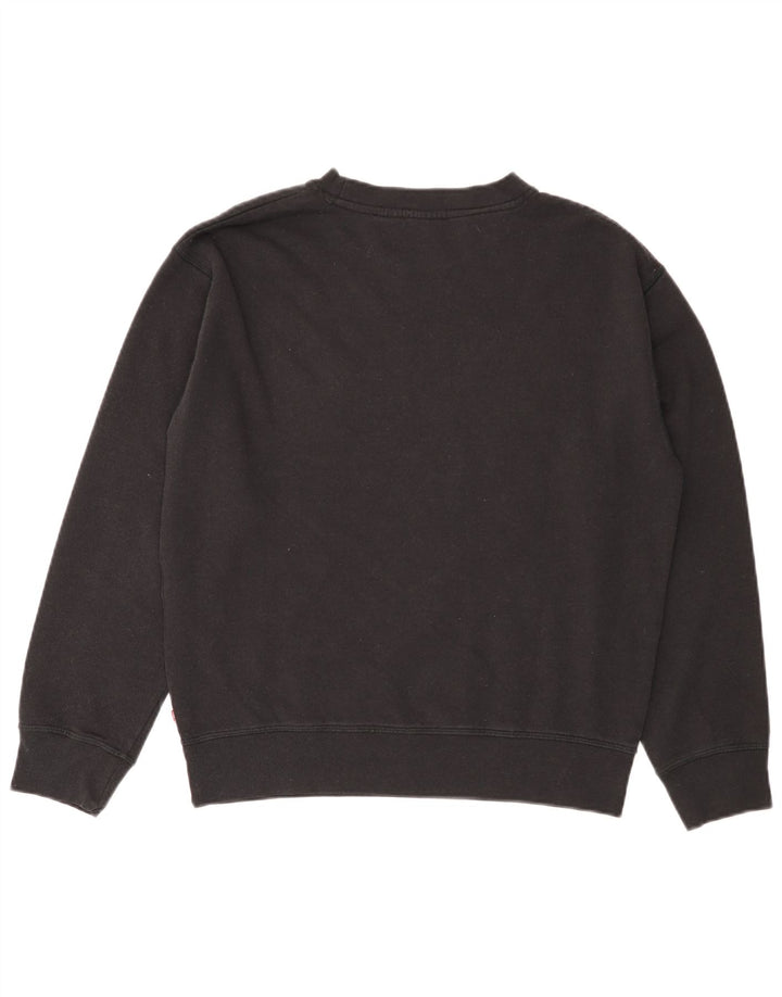LEVI'S Dame Oversized grafisk sweatshirt Jumper UK 10 Lille sort bomuld