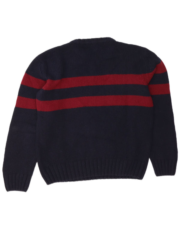 Marlboro Classics Herre Crew Neck Jumper Sweater Large Navy Blue Colourblock