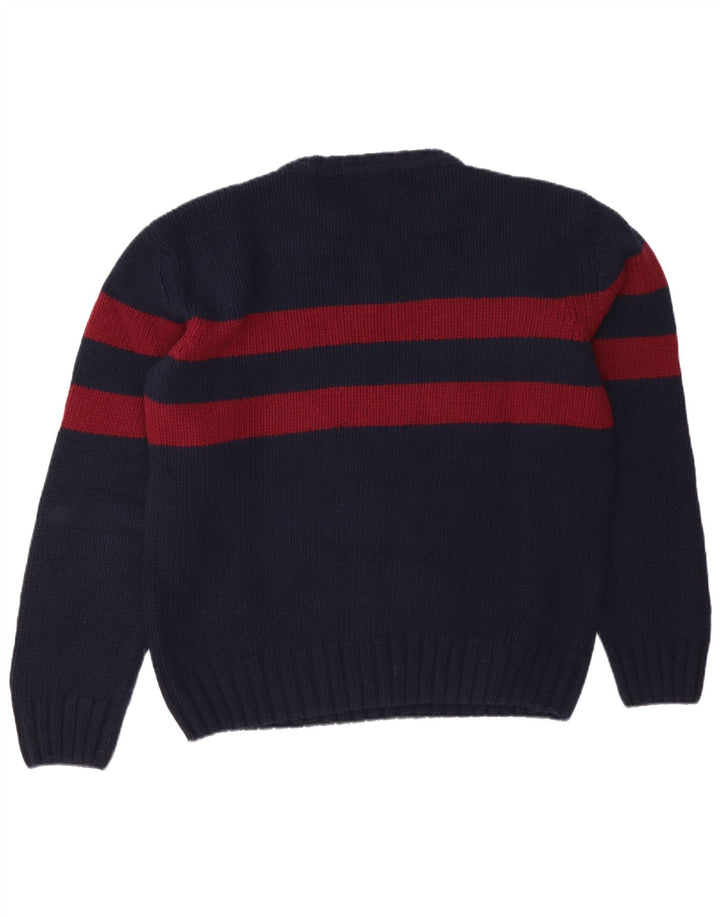 Marlboro Classics Herre Crew Neck Jumper Sweater Large Navy Blue Colourblock