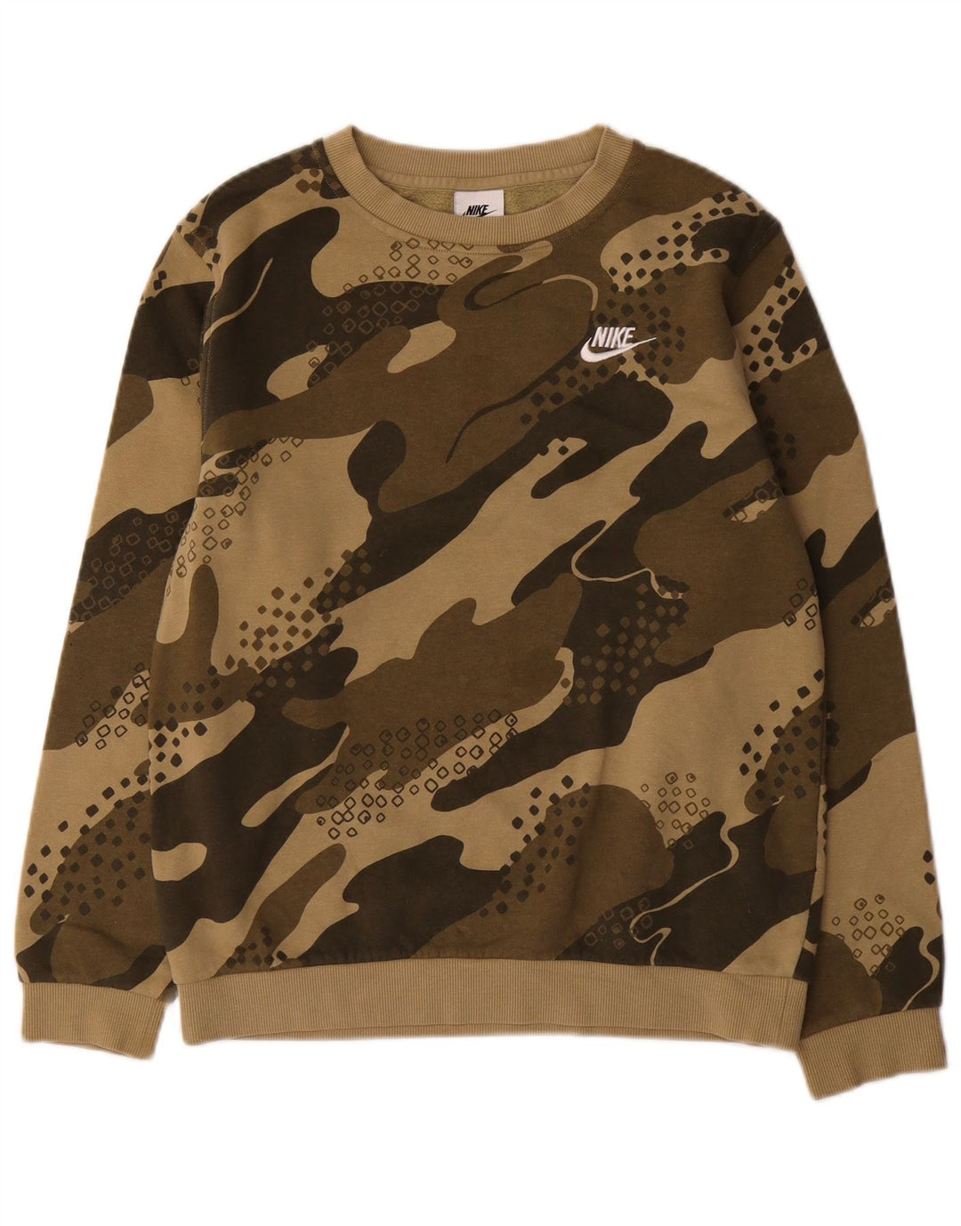 Nike Boys Sweatshirt Jumper 13-14 år XL Khaki Camouflage Bomuld